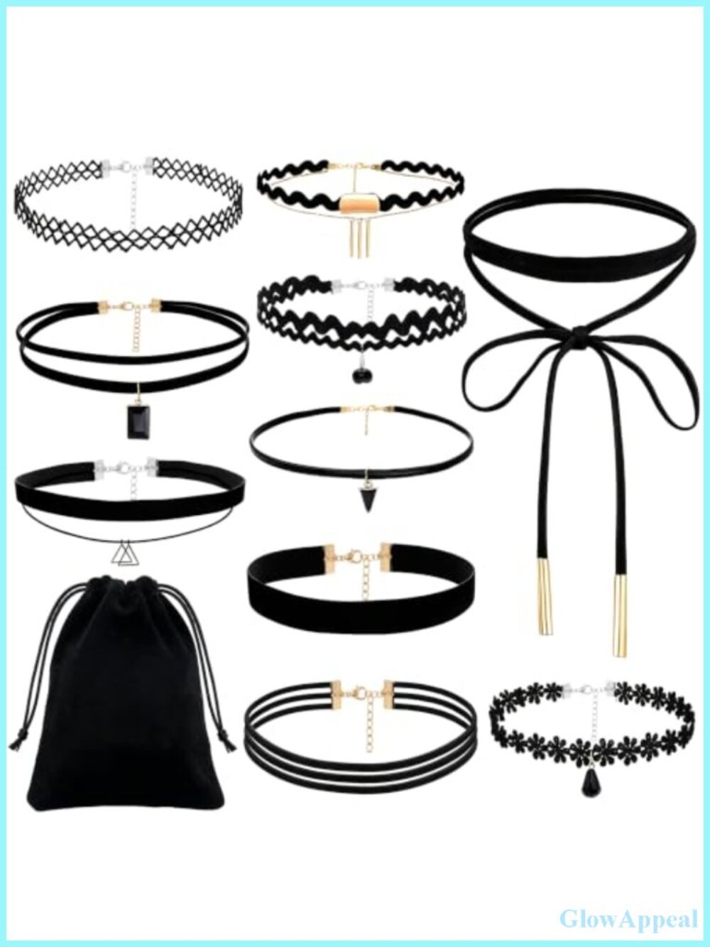 10PC Elastic Choker Necklace Set Gothic Y2K 90s Grunge Punk Cosplay